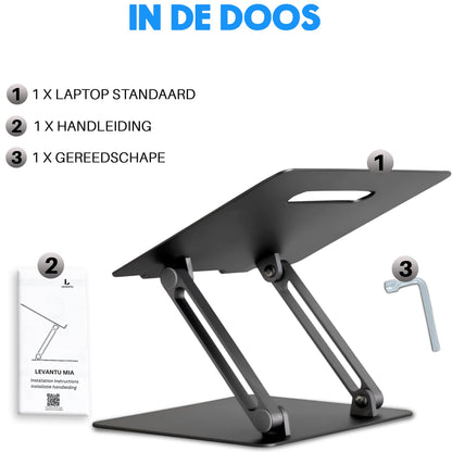 LEVANTU MIA- Laptop Standaard - Laptopverhoger- Zwart