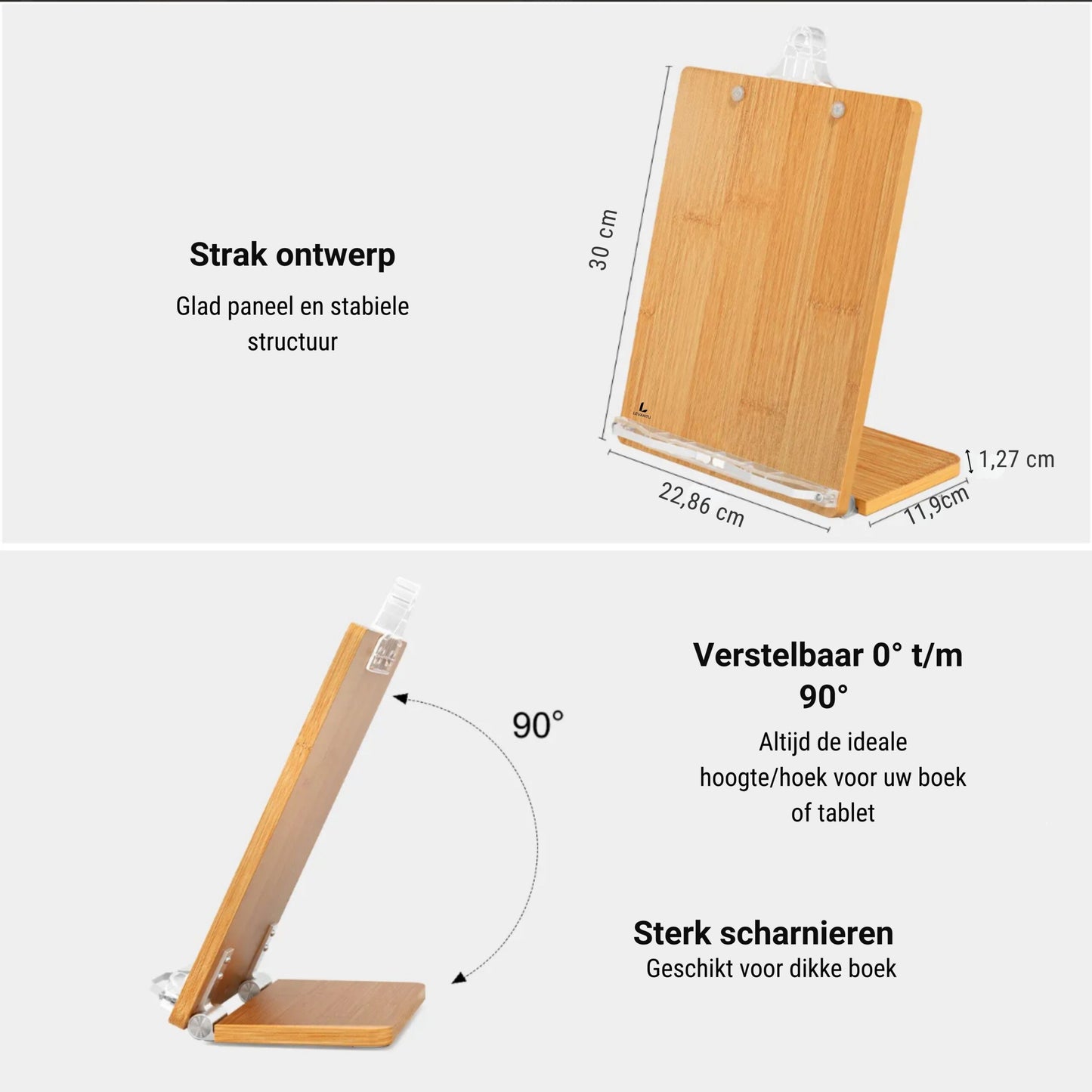Support de livre de cuisine LEVANTU - Bois de bambou durable