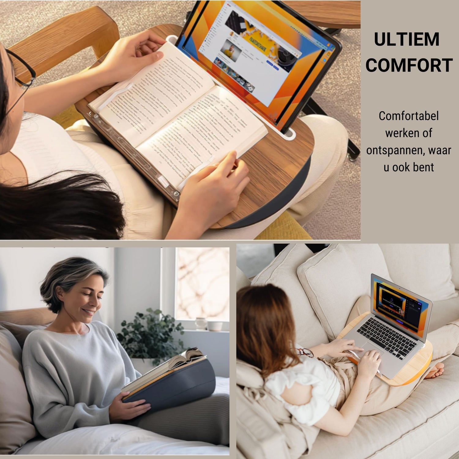 Draagbaar houten laptopkussen, geschikt voor laptops tot 17 inch Draagbaar houten laptopkussen, geschikt voor laptops tot 17 inch