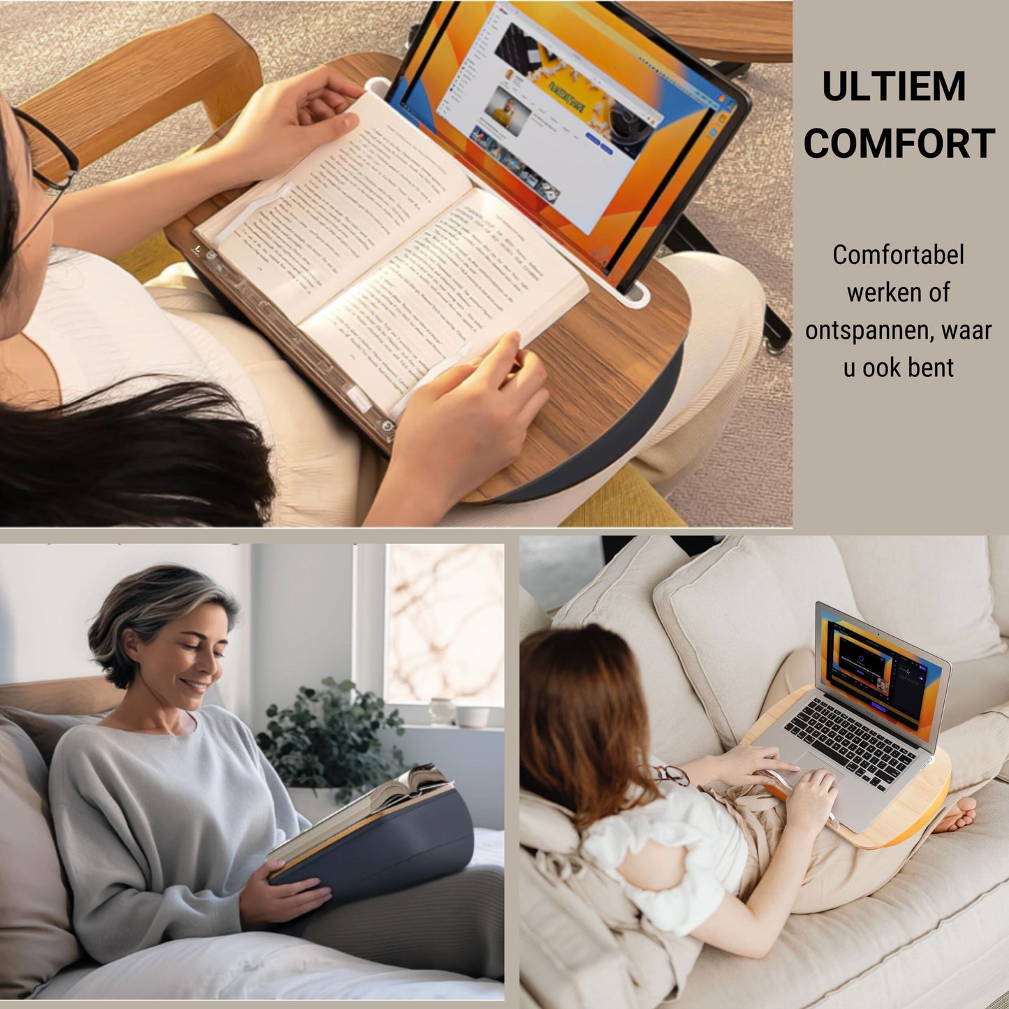 Coussin pour ordinateur portable LEVANTU - Support pour les genoux - Gris