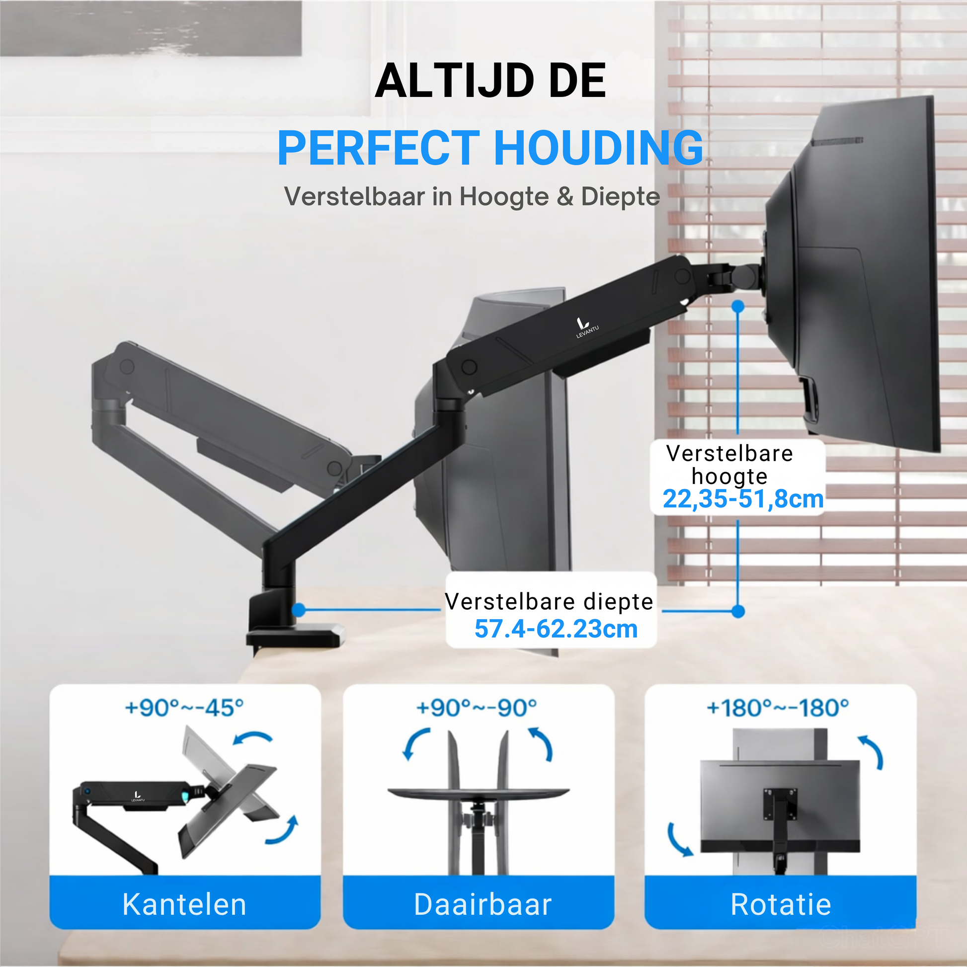 monitor arm gasveer 45 inch