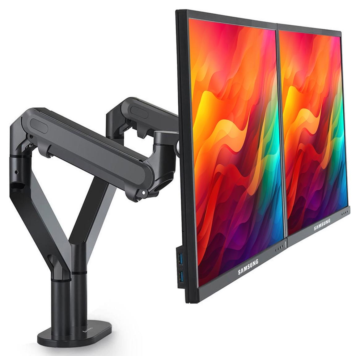 Levantu Mars - Monitor arm voor 2 monitoren met gasveer - Monitorbeugel met gasveer