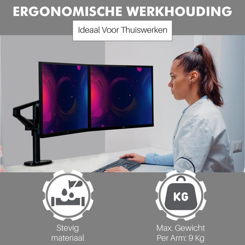 Levantu Saturn - Monitor arm voor 2 monitoren - Monitorbeugel