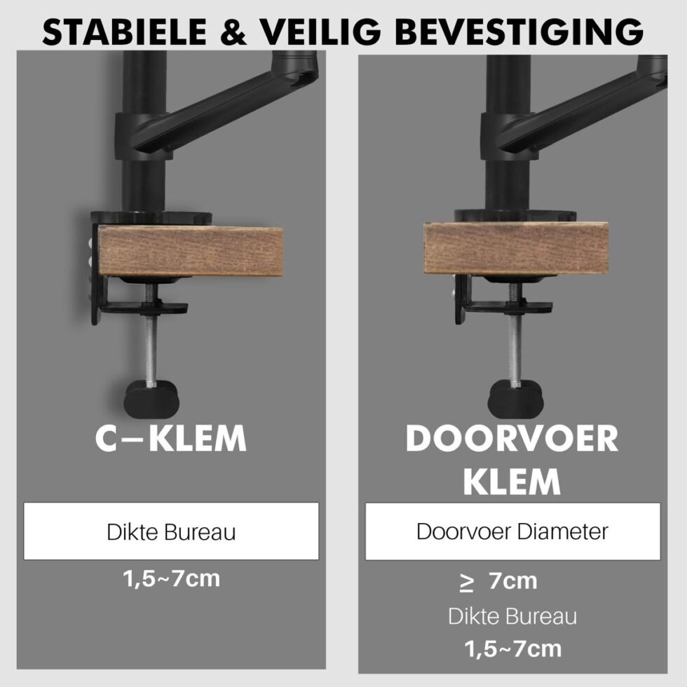 Levantu Star PRO - Monitor arm voor 2 beeldschermen met gasveer