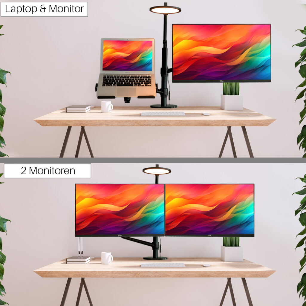 Levantu Nebula - Monitor arm voor 1 beeldscherm met licht