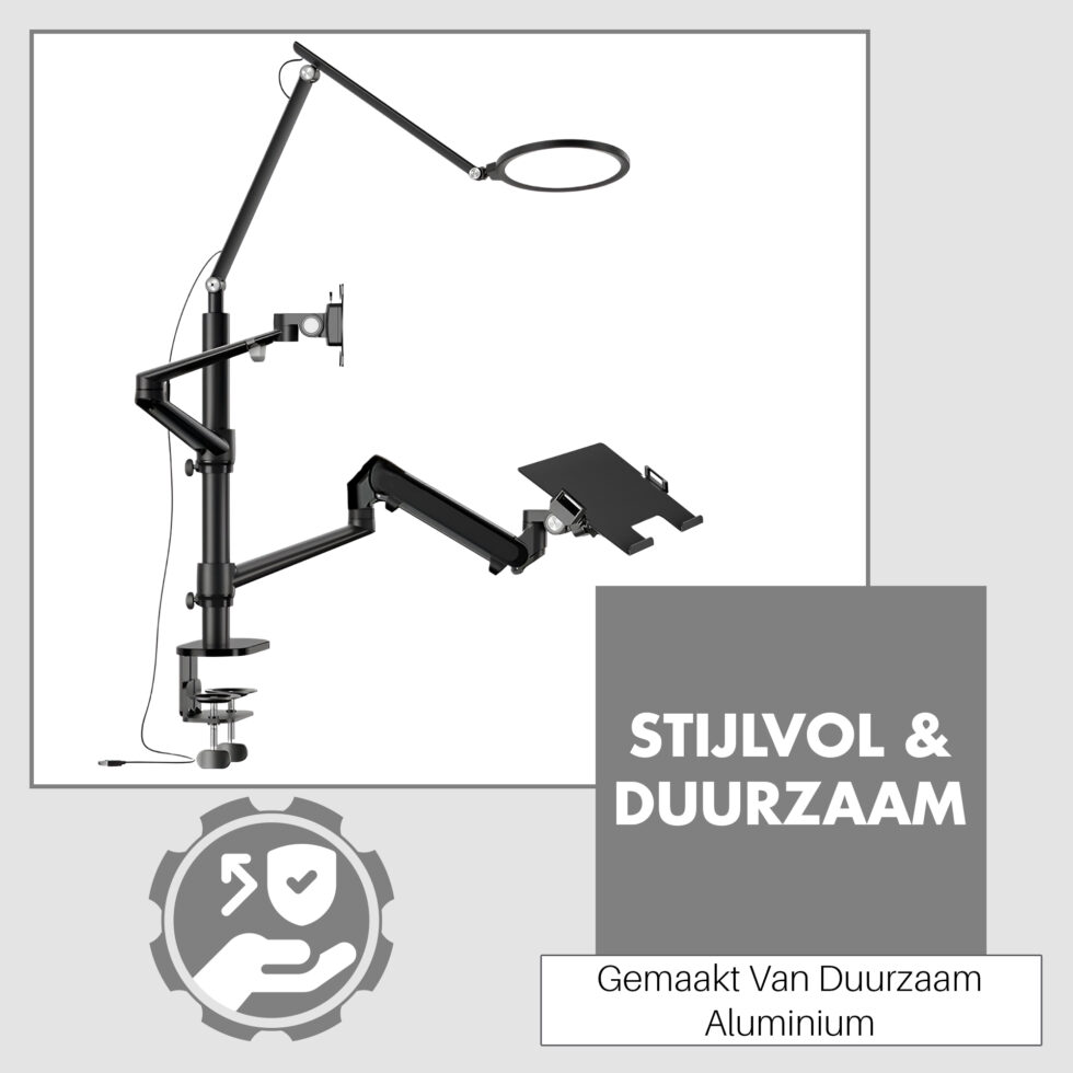 Levantu Nebula - Monitor arm voor 1 beeldscherm met licht